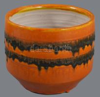 BZS jelzéssel: mázas kerámia kaspó, jelzett, hibátlan m: 12 cm d: 15 cm