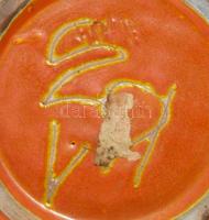 BZS jelzéssel: mázas kerámia kaspó, jelzett, hibátlan m: 12 cm d: 15 cm