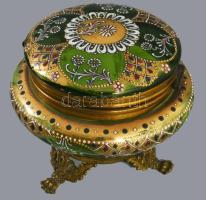 cca 1900 Zománcfestett bonbonier, m: 8,5 cm