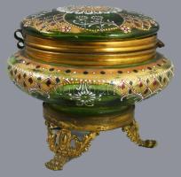 cca 1900 Zománcfestett bonbonier, m: 8,5 cm