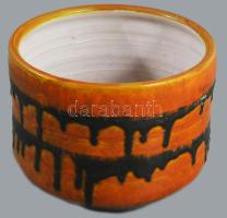 Bzs jelzéssel: mázas kerámia kaspó, jelzett, hibátlan d: 15 cm, m. 12 cm