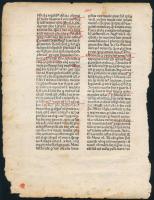 cca 1480 Leonardus de Utino Sermones de sanctis c. művének egy lapja (307-308 p.), kissé sérült laps...