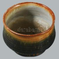 Janáky Viktor (1933-1999): mázas kerámia kaspó, jelzett, hibátlan d: 21 cm, m. 16 cm