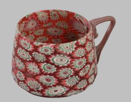 1900-1920 Fratelli Toso Murano millefiori csésze, jelzés nélkül, hibátlan, 8x4,5 cm