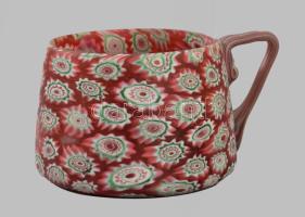 1900-1920 Fratelli Toso Murano millefiori csésze, jelzés nélkül, hibátlan, 8x4,5 cm