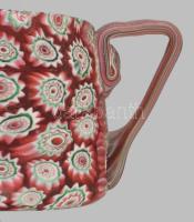 1900-1920 Fratelli Toso Murano millefiori csésze, jelzés nélkül, hibátlan, 8x4,5 cm