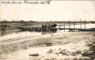 1917 Brück über den Rimnicul / WWI K.u.K. and German military, temporary bridge with German soldiers. photo (EK)