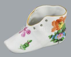 Herendi virág mintás kis cipő, Kézzel festett, jelzett, hibátlan d: 11 cm