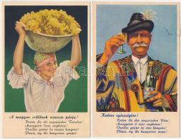 2 db RÉGI magyar reklám képeslap: Kedves egészségére! A magyar szőlőnek nincsen párja. Klösz
