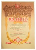 1954 Maléter Pál (1917-1958) 1956-os forradalmár aláírása a Magyar Néphadsereg dicsérő oklevelén, 42x30 cm