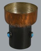 cca 1960/80 Iparművész pálinkás szett tálcán, h: 43 cm, m: 6 cm