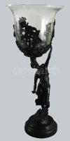 Aufsatz. Nagy méretű kelyhet tartó nimfa. Spiáter, hibátlan üveg betéttel (kiszedhető) 57 cm