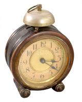 Fa testű antik asztali óra, m: 18 cm