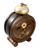 Fa testű antik asztali óra, m: 18 cm