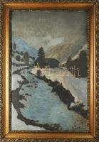 Budai f. jelzéssel: Téli táj, 1933. Olaj, karton. Dekoratív, kissé sérült fakeretben. 70 x 45 cm.