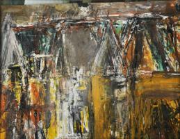 Erdei Márton (-): Törley kastély, részlet, 1973. Olaj, papír. Fakeretben. 26x33,5 cm.