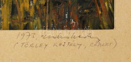 Erdei Márton (-): Törley kastély, részlet, 1973. Olaj, papír. Fakeretben. 26x33,5 cm