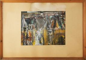 Erdei Márton (-): Törley kastély, részlet, 1973. Olaj, papír. Fakeretben. 26x33,5 cm