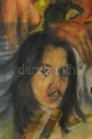 Jelzés nélkül: Szürrealista kompozíció, 1983-85. Vegyes technika, papír. Ázásnyommal. Üvegezett, kis...