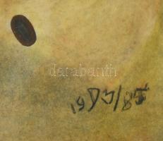 Jelzés nélkül: Szürrealista kompozíció, 1983-85. Vegyes technika, papír. Ázásnyommal. Üvegezett, kis...