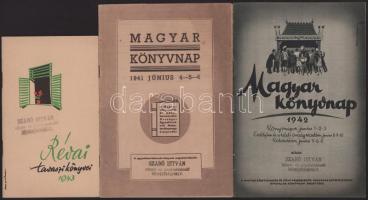 1941-1944 5 db könyvjegyzék - Révai tavaszi könyvei, Magyar könyvnap, Dante Könyvnap, XV. Magyar Könyvnap, stb.