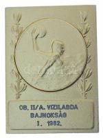 1982. "OB. II/A. Vízilabda Bajnokság I. 1982." egyoldalas aranyozott fém emlékplakett dísz...