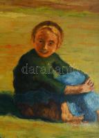 Kocsán Gy jelzéssel, Glatz Oszkár után: Birkozó fiúk, 1978. Olaj, karton. Kissé vetemedett. Fakeretb...