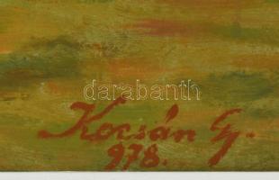 Kocsán Gy jelzéssel, Glatz Oszkár után: Birkozó fiúk, 1978. Olaj, karton. Kissé vetemedett. Fakeretb...