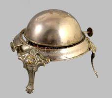 Fűszertartó edényke lezárható fedéllel, fém, üveg betéttel d: 10 cm