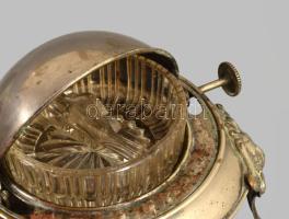 Fűszertartó edényke lezárható fedéllel, fém, üveg betéttel d: 10 cm