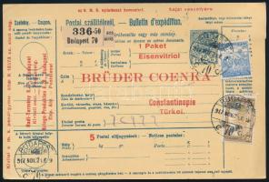 1945 előtti 3 db szállítólevél külföldre küldött csomagról, mindegyik teljes (ritka)