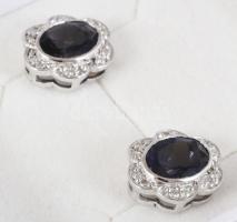 Fülbevaló fehérarany 14K, tanzanittal (1,93ct) és gyémánttal ékítve. (0,135ct, 24 db, Briliáns csisz...