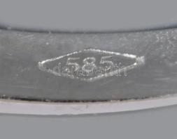 Új eljegyzési gyűrű fehérarany 14K, tanúsított természetes gyámánttal. 0,38ct, 6 db 2mm 0,185Ct, G, ...