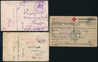 10 db küldemény az I. világháborús időszakból,, benne tábori, hadifogoly és cenzúrás