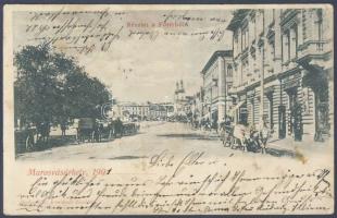 Marosvásárhely main square with the shops of János Lukács and Gyula Arady (fa)