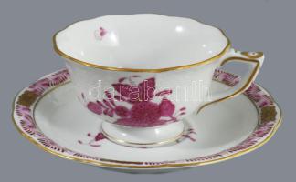 Herendi Apponyi mintás 6 személyes mokkás készlet. Kézzel festett, jelzett, cukortartója hiányzik, k...