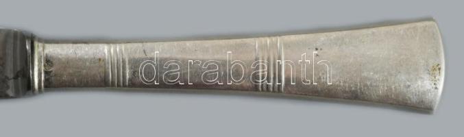 6 darab ezüst (Ag) nyelű kés, jelzett, Bécs, 1872-1922, 800 ezrelékes ezüst, h: 25 cm