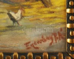 Egerváry Potemkin Ágost (1858-1930): Élet az udvaron. Pasztell, papír. Jelzett. Dekoratív, üvegezett...