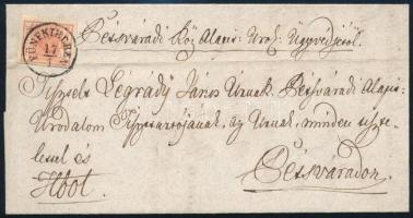1852 3kr levélen "FÜNFKIRCHEN" - Pécsvárad