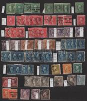 USA 1869-1916 Összeállítás benne jobb értékek, eltérő színárnyalatok, nyomási eltérések stb., A/4 berakólap 2 oldalán (Mi EUR 280.-)