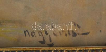 Nagy Ernő (1881-?): Piac. Olaj, fatábla. Jelezve jobbra lent. Üvegezett, sérült fakeretben. 40x30 cm