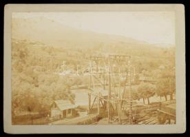 cca 1910 Lupény, Erdély, vasúti híd, vasútállomás, fatelep, templom, bányabejárat, stb., Adler Mór, ...