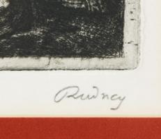 Rudnay Gyula (1878-1957): Vágtató lovasok. Rézkarc, papír, jelzett, üvegezett fakeretben, 15×19 cm