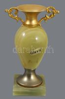 Ónix díszváza. Réz. 13,5 cm