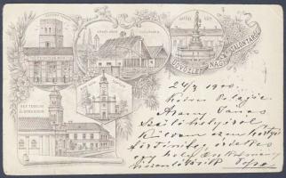 Nagyszalonta with the shop of Mór Czinczár and the birth house of Arany litho (b)