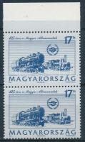 1993 125 éves a Magyar Államvasutak ívszéli pár, az alsó bélyeg 1 lyuksorral rövidebb