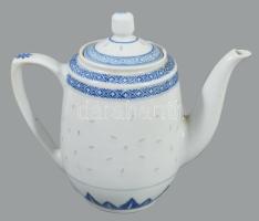 Kínai rízsszemes porcelán kanna. jelzett, hibátlan m: 18 cm