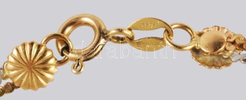 Fehér- és sárga arany (Au) karlánc, jelzett, 18K, h: 18cm, 4,25g
