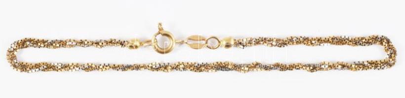 Arany (Au) ékszer szett: nyaklánc, karlánc, fülbevaló pár. jelzett, 18K,11,7g