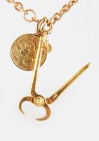 Arany (Au) anker nyaklánc skorpió és harapófogó medálokkal, jelzett, 18K, 21,2g